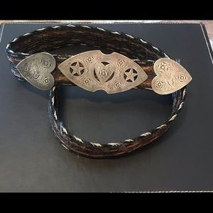 1970’s vintage silver and braided horsehair belt